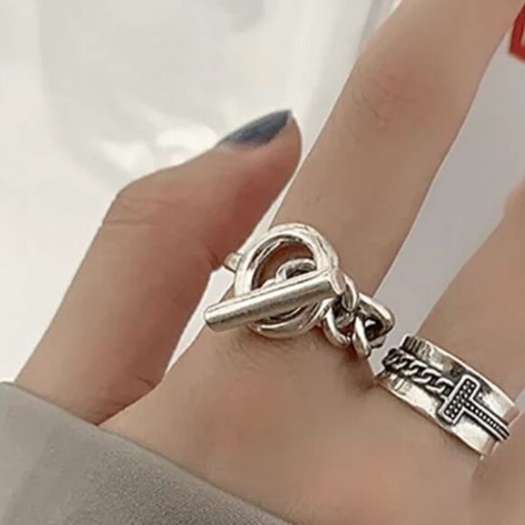 ✨New 925 Sterling Silver Chunky Toggle Chain Ring - Picture 5 of 6